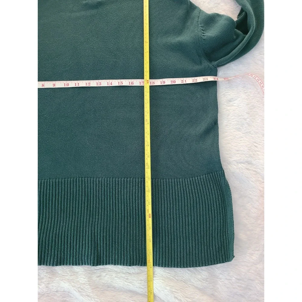 GAP Womens Forest Green Ribbed Crew Neck Side Slit Pullover Sweater Large